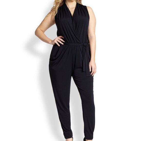 Michael Michael Kors Sleeveless Self Belt Jumpsuit Size Large - Picture 1 of 6